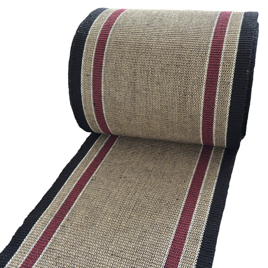 Sisal loper - Naturel/Groene band - 60 cm breed
