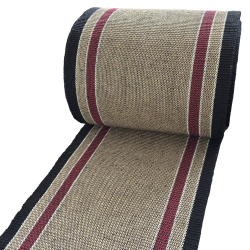 Sisal loper - Naturel/Groene band - 60 cm breed