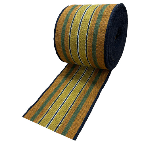 Jute loper - Kleur/Brede gele band - 60 cm breed