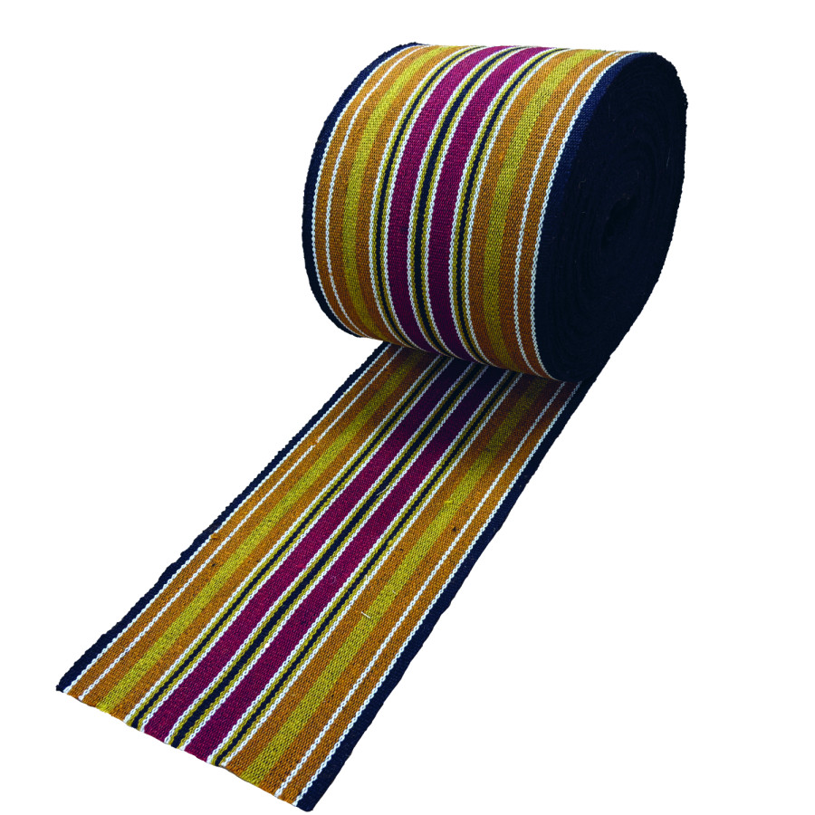 Jute loper - Kleur/Rode band - 60 cm breed